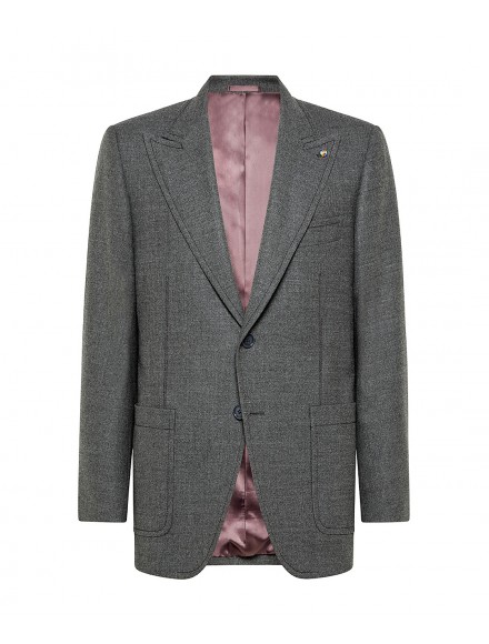 Giacca sartoriale grigia in lana ed elastan