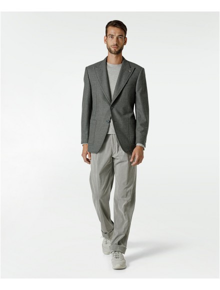 Giacca sartoriale grigia in lana ed elastan 2