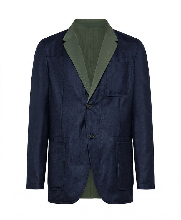 Giacca reversibile blu/verde in lana...