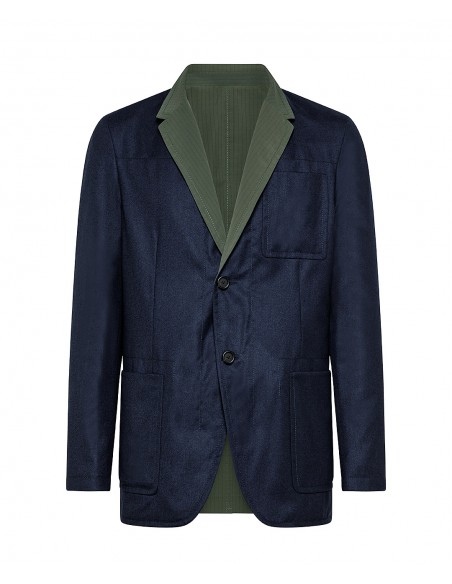 Reversible blue/green jacket in super 120s wool | Jacketinthebox