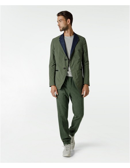 Reversible blue/green jacket in super 120s wool | Jacketinthebox