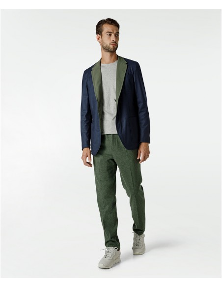 Reversible blue/green jacket in super 120s wool | Jacketinthebox