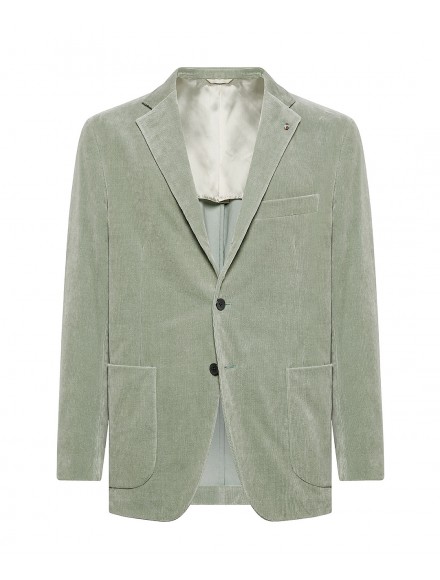 Giacca verde menta in velluto, cotone, viscosa ed elastan