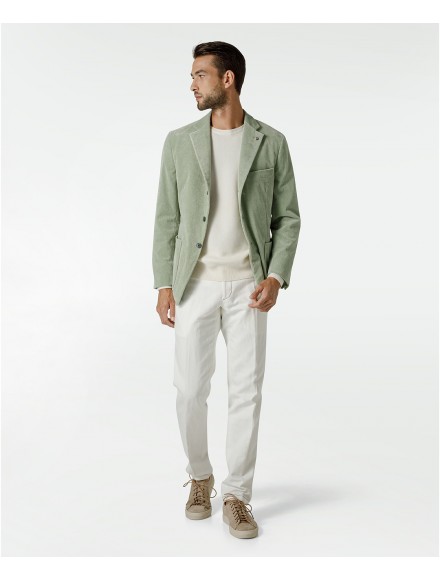 Giacca verde menta in velluto, cotone, viscosa ed elastan 2