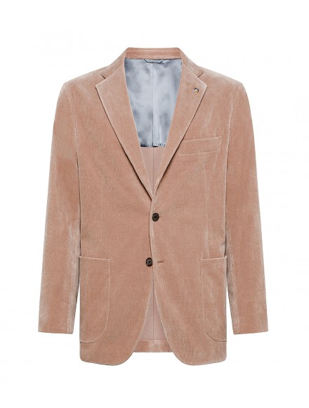Giacca color salmone in velluto, cotone, viscosa ed elastan