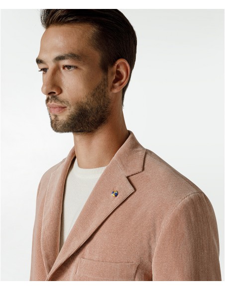 Salmon-colored jacket in velvet, cotton, viscose and elastane