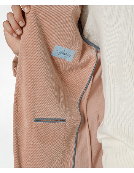 Salmon-colored jacket in velvet, cotton, viscose and elastane