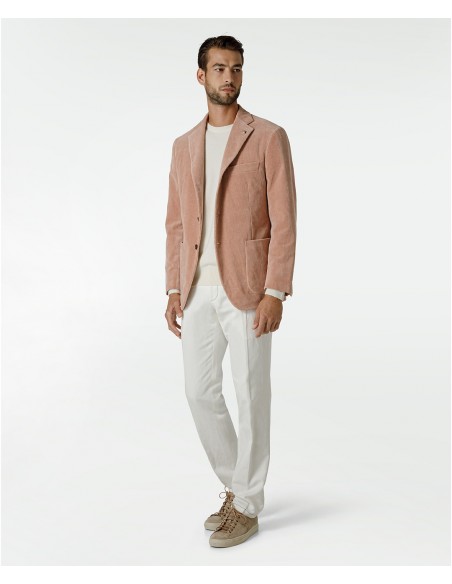 Salmon-colored jacket in velvet, cotton, viscose and elastane