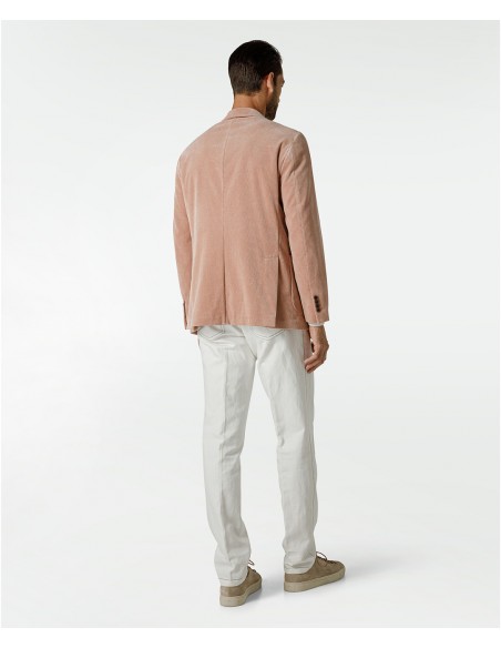 Salmon-colored jacket in velvet, cotton, viscose and elastane