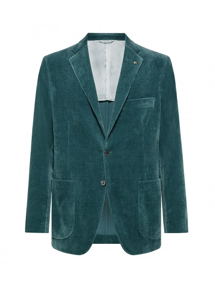 Giacca verde bottiglia in velluto, cotone, viscosa ed elastan