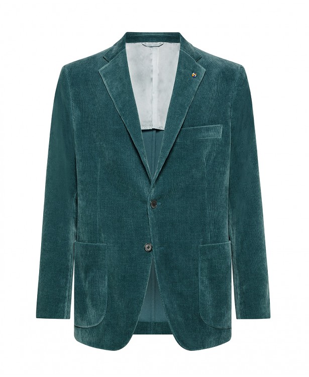 Bottle green jacket in velvet, cotton, viscose and elastane
