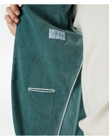 Bottle green jacket in velvet, cotton, viscose and elastane