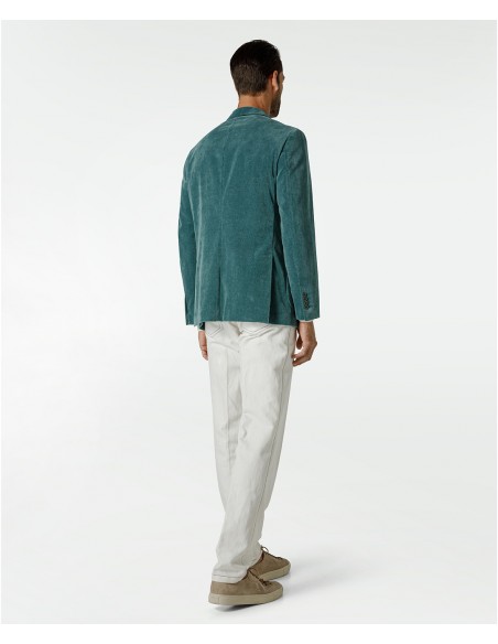 Bottle green jacket in velvet, cotton, viscose and elastane