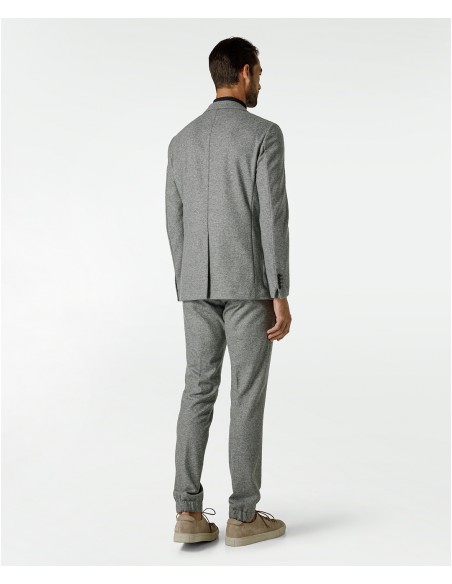 Abito jersey grigio chiaro in lana e poliammide