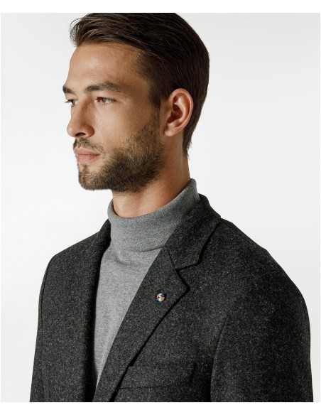 Dark gray jersey suit in wool and polyamide