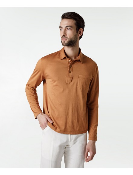 Rust colored cotton polo t-shirt 2