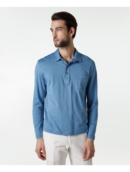 Polo in cotone azzurra 2