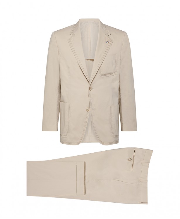 Sand colored cotton and polyester suit