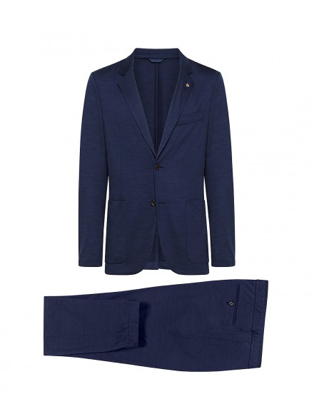 Naturally stretch, pure merino wool blue suit