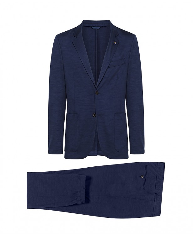 Naturally stretch, pure merino wool blue suit
