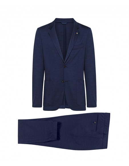 Naturally stretch, pure merino wool blue suit