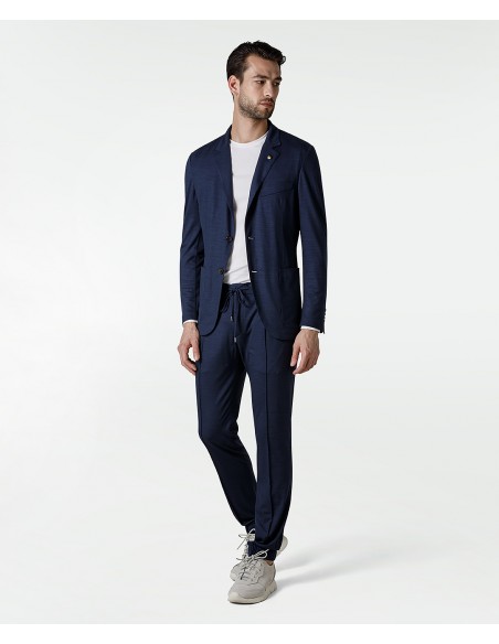 Naturally stretch, pure merino wool blue suit