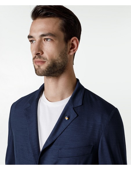 Naturally stretch, pure merino wool blue suit