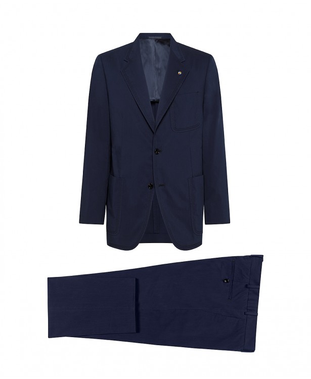 Unlined midnight blue suit in cotton...
