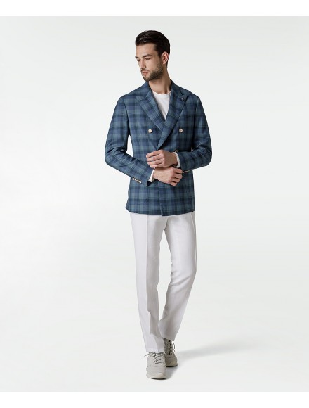 Giacca decostruita Jacketinthebox in pura lana nei colori estivi:  blu, salvia e verde chrome 2