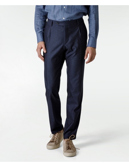 Pantaloni blu in lana e cashmere