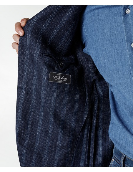 Blue wool and silk pinstripe jacket